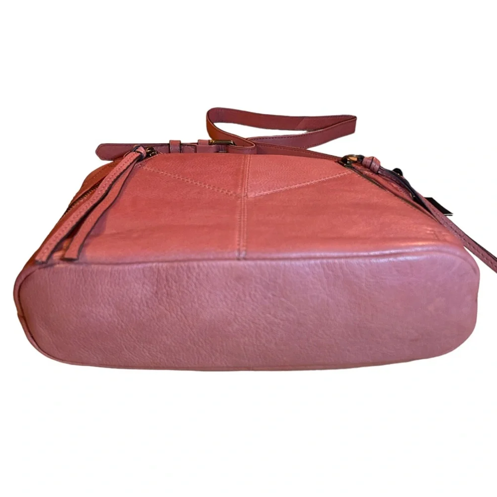 Frye Ari Pink Taupe Pebbled Leather Large Crossbody Hobo Bag Handbag Purse NWT - Picture 9 of 15